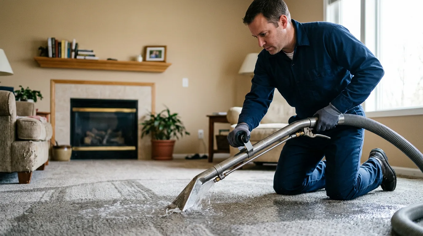 Water damage restoration technician working near Joshua, TX